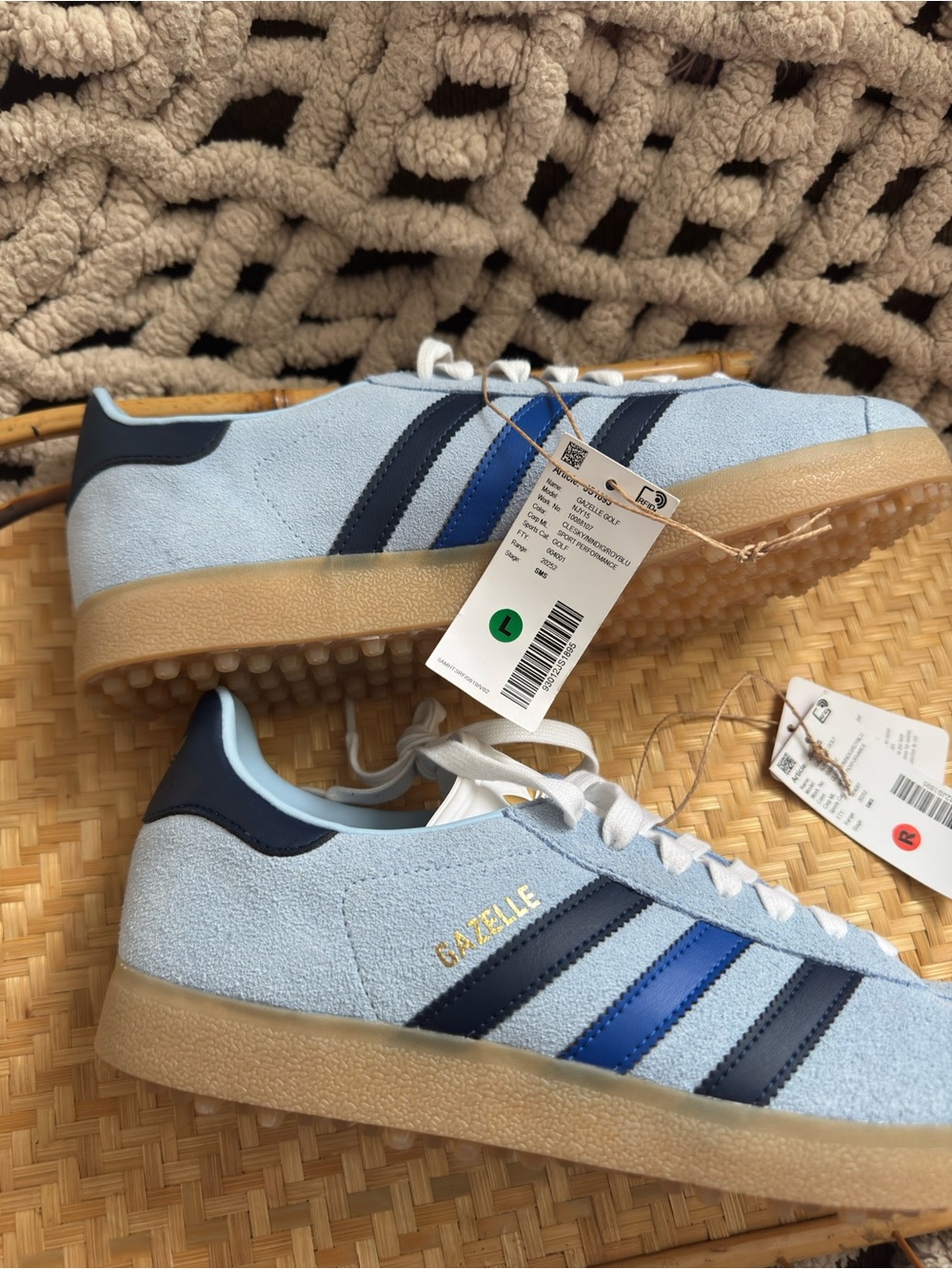 Adidas Gazelle Women’s Light Blue Suede Golf Sneakers - Picture 2 of 5